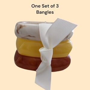 Nwt Bohemian Style Amber Chunky Stackable Bangles Set of 3